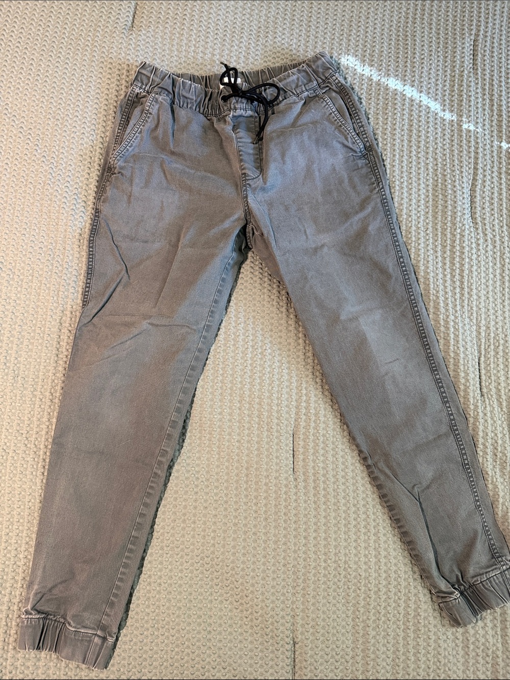 Old Navy Grey-Blue Elastic Waist Joggers with Black Drawstring